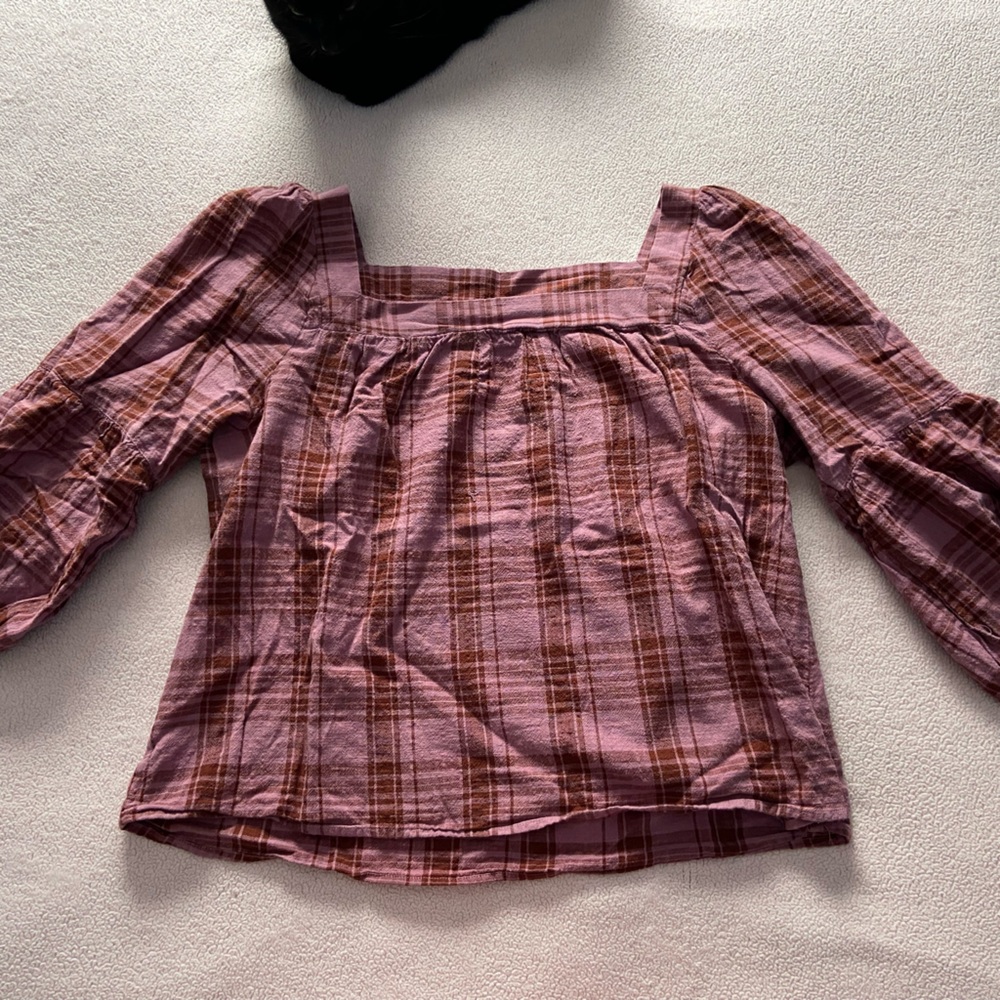 🖤🍇 purple plaid peasant blouse 🍇🖤